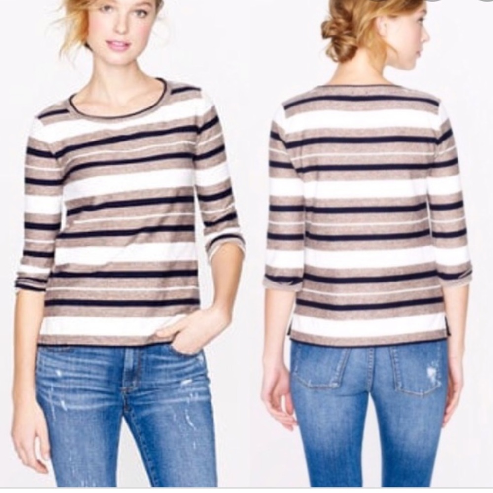 JCrew Reverse Jaquard Stripe Popover Tee